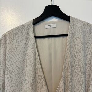 Babaton Light Beige Printed Wrap Front Dress